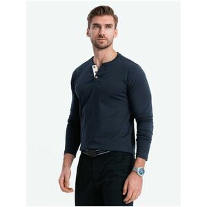 Tmavomodré pánske tričko s gombíkmi Ombre Clothing HENLEY vyobraziť