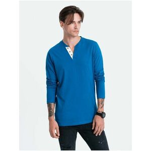 Modré pánske tričko s gombíkmi Ombre Clothing HENLEY vyobraziť