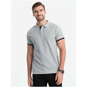 Šedé pánske polo tričko Ombre Clothing vyobraziť