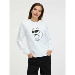 Biela dámska mikina KARL LAGERFELD Ikonik 2.0 Choupette vyobraziť