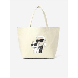 Krémový dámsky shopper KARL LAGERFELD Ikonik 2.0 Canv Shopper vyobraziť