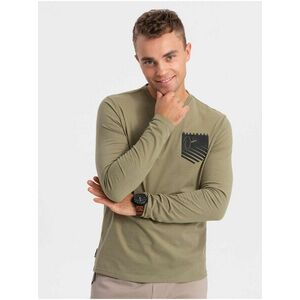 Khaki pánske tričko Ombre Clothing vyobraziť