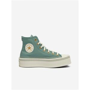 Zelené dámske členkové tenisky na platforme Converse Chuck Taylor All Star Modern Lift vyobraziť