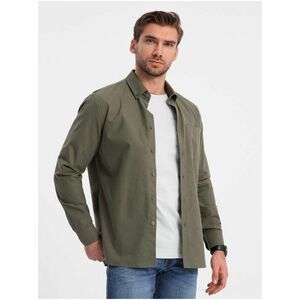 Khaki pánska košeľa Ombre Clothing vyobraziť