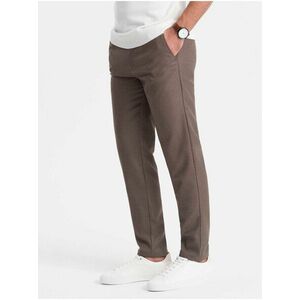 Hnedé pánske slim fit chino nohavice Ombre Clothing vyobraziť