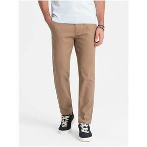 Svetlo hnedé pánske slim fit chino nohavice Ombre Clothing vyobraziť