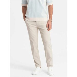 Krémové pánske slim fit chino nohavice Ombre Clothing vyobraziť