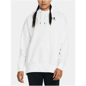 Biela mikina Under Armour Essential Flc OS Hoodie vyobraziť