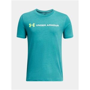 Modré tričko Under Armour UA B LOGO WORDMARK SS vyobraziť