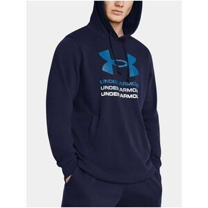 Tmavomodrá športová mikina Under Armour UA Rival Terry Graphic Hood vyobraziť