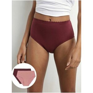 Sada dvoch dámskych nohavičiek v bordovej a ružovej farbe DIM Body touch highwaist brief vyobraziť