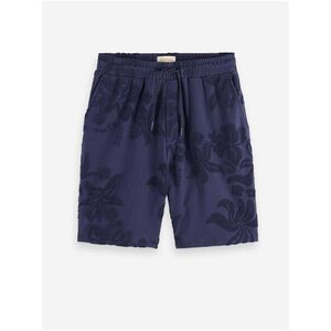 Tmavomodré pánske teplákové kraťasy Scotch & Soda Jacquard Towelling Shorts vyobraziť