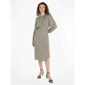 Čierno-béžové dámske vzorované midišaty Tommy Hilfiger Fluid Waisted Midi Dress vyobraziť