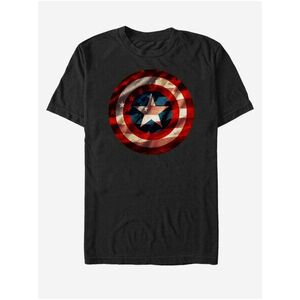 Čierne unisex tričko ZOOT.Fan Marvel Flag Shield vyobraziť