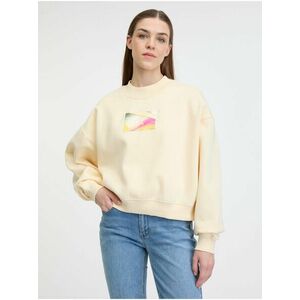 Svetlo žltá dámska oversize mikina Calvin Klein Jeans Illuminated Box Logo Crew Neck vyobraziť