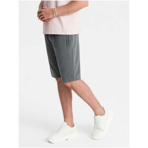 Šedé pánske basic teplákové kraťasy Ombre Clothing vyobraziť