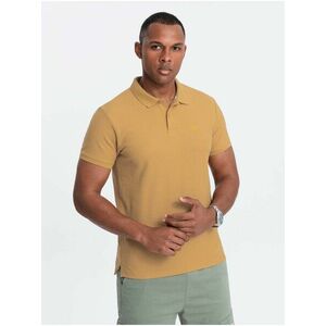 Horčicové pánske basic polo tričko Ombre Clothing vyobraziť