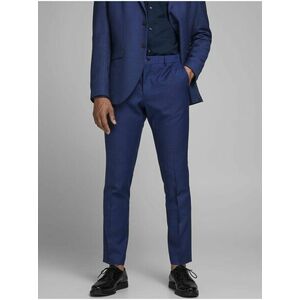 Modré oblekové slim fit nohavice s prímesou vlny Jack & Jones Solaris vyobraziť