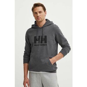 Bavlnená mikina Helly Hansen HH LOGO HOODIE pánska, šedá farba, s kapucňou, s nášivkou, 33977 vyobraziť