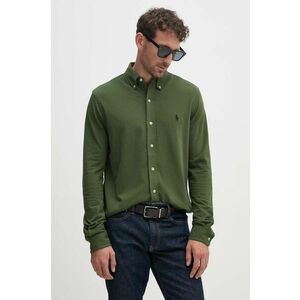 Bavlnená košeľa Polo Ralph Lauren pánska, zelená farba, regular, s golierom button-down vyobraziť