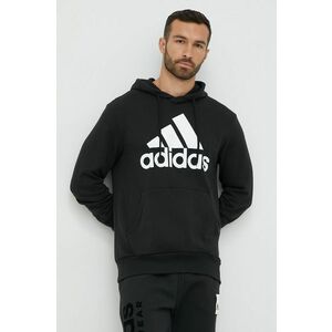 Bavlnená mikina adidas pánska, čierna farba, s kapucňou, s potlačou, IC9363 vyobraziť