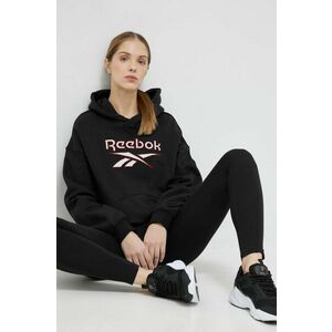 Mikina Reebok Classic HS4718-BLACK, dámska, čierna farba, s kapucňou, s potlačou vyobraziť