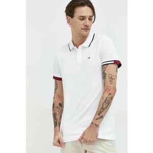 Bavlnené polo tričko Tommy Jeans biela farba, jednofarebné, DM0DM12963 vyobraziť