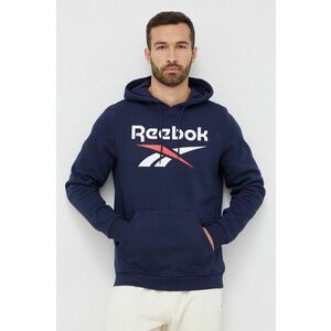 Mikina Reebok pánska, tmavomodrá farba, s kapucňou, s potlačou vyobraziť