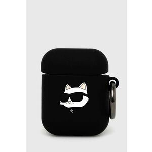 Puzdro na airpod Karl Lagerfeld AirPods 1/2 cover čierna farba vyobraziť