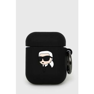 Puzdro na airpods Karl Lagerfeld AirPods 1/2 cover čierna farba vyobraziť