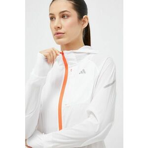 Vetrovka adidas Performance Fast biela farba, prechodná vyobraziť