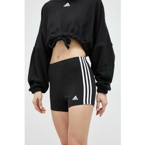 Šortky adidas dámske, čierna farba, vzorované, vysoký pás vyobraziť