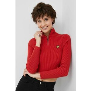 Sveter s prímesou vlny Lyle & Scott dámsky, červená farba, teplý vyobraziť