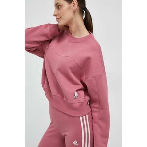 Mikina adidas dámska, ružová farba, jednofarebná vyobraziť