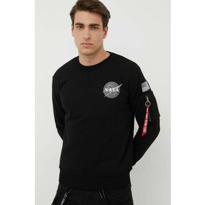 Mikina Alpha Industries Space Shuttle Sweater 178307.03, pánska, čierna farba, s potlačou vyobraziť