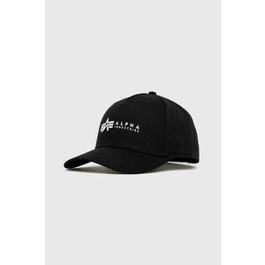 Bavlnená čiapka Alpha Industries 126912.03-Black, čierna farba, s potlačou vyobraziť