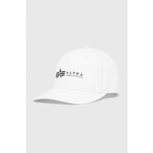 Bavlnená čiapka Alpha Industries 126912.09-White, biela farba, s potlačou vyobraziť