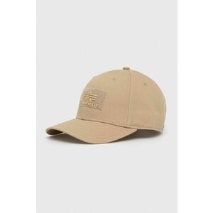 Bavlnená čiapka Alpha Industries 168903.14-Sand, béžová farba, s nášivkou vyobraziť