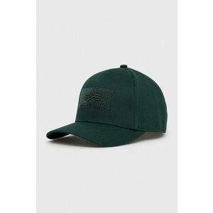 Bavlnená čiapka Alpha Industries 168903.610-NavyGreen, zelená farba, s nášivkou vyobraziť