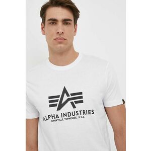 Bavlnené tričko Alpha Industries Basic T-Shirt 100501.09, biela farba, s potlačou vyobraziť