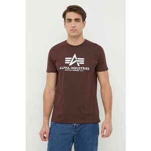 Bavlnené tričko Alpha Industries Basic T-Shirt 100501.21, bordová farba, s potlačou vyobraziť