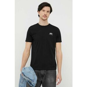 Bavlnené tričko Alpha Industries Basic T Small Logo 188505.03, čierna farba, s potlačou vyobraziť