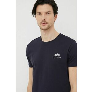 Bavlnené tričko Alpha Industries Basic T Small Logo 188505.07, tmavomodrá farba, jednofarebné vyobraziť