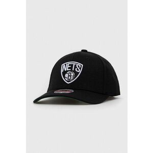 Šiltovka s prímesou vlny Mitchell&Ness Brooklyn Nets čierna farba, s nášivkou vyobraziť