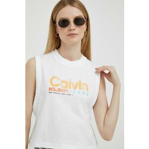 Bavlnený top Calvin Klein Jeans biela farba, J20J221359 vyobraziť