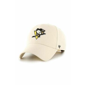 Šiltovka s prímesou vlny 47 brand NHL Pittsburgh Penguins béžová farba, s nášivkou vyobraziť