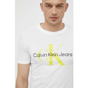 Bavlnené tričko Calvin Klein Jeans pánsky, biela farba, s potlačou, J30J320806 vyobraziť