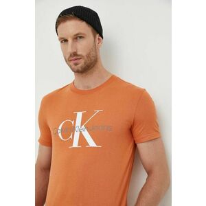 Bavlnené tričko Calvin Klein Jeans pánsky, oranžová farba, s potlačou, J30J320806 vyobraziť