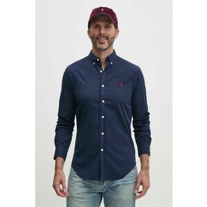 Bavlnená košeľa Polo Ralph Lauren pánska, tmavomodrá farba, slim, s golierom button-down vyobraziť