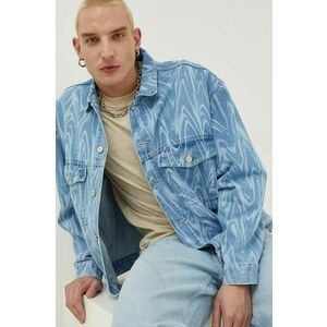 Rifľová bunda Tommy Jeans pánska, prechodná, oversize vyobraziť